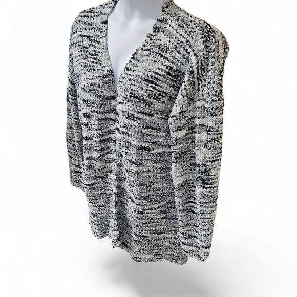RACHEL & ZOE Womens open front cozy black & white popcorn knit cardigan XL - Picture 4 of 11